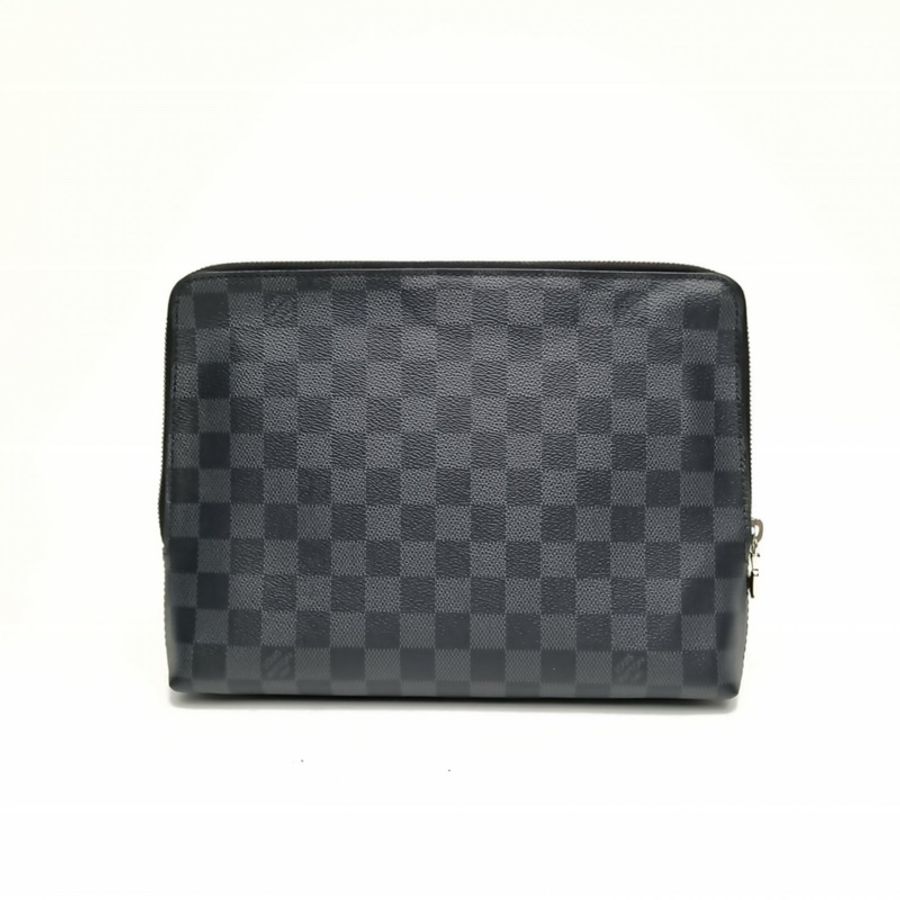 LOUIS VUITTON 黑棋格PVC2020拉鏈手拿包-0