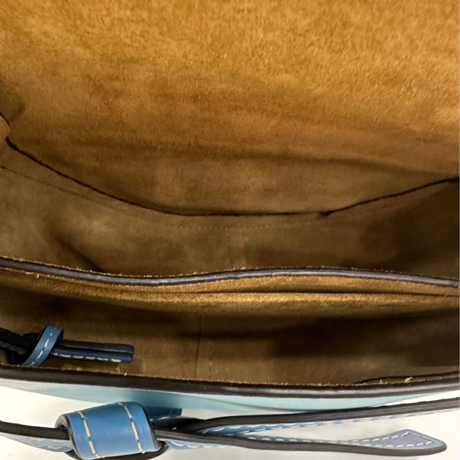 LOEWE/羅意威Loewe羅意威馬鞍包gate 全皮黑拼藍-7