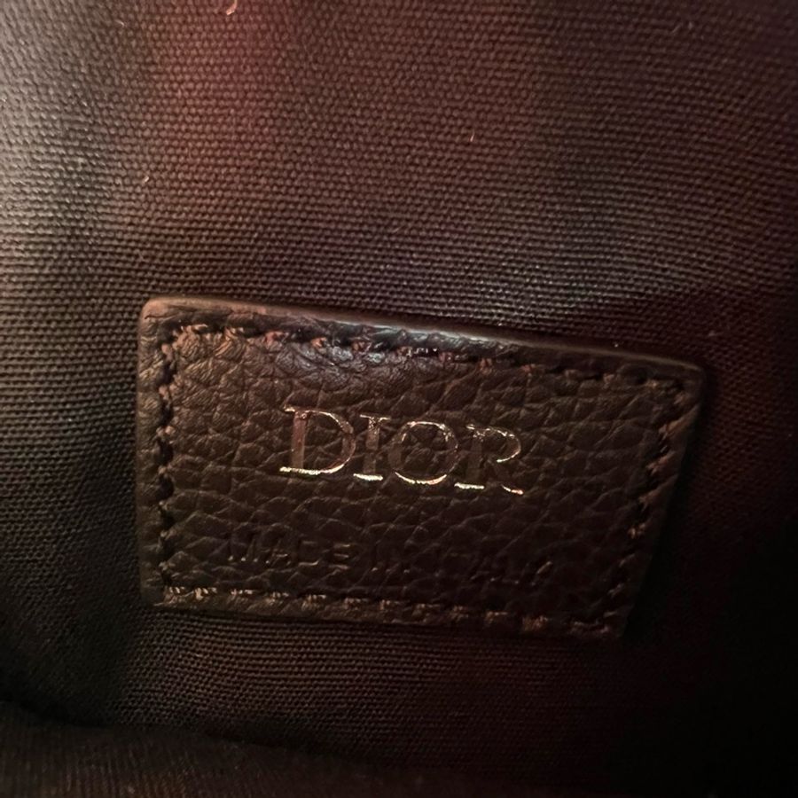 Dior經典黑色耐磨荔枝皮馬鞍造型斜背掛腰兩用包-32