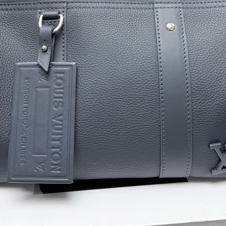Louis Vuitton 路易威登 Keepall City 藍灰色全皮斜挎包芯片款-6