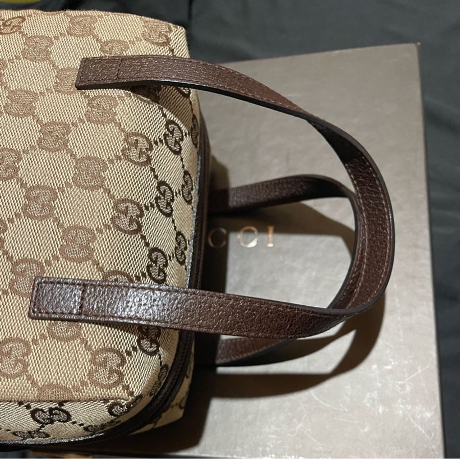 Gucci帆布經典老花手提包-4