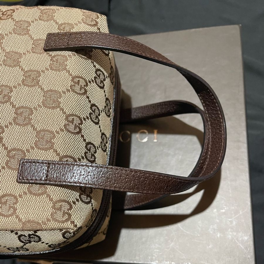 Gucci帆布經典老花手提包-17