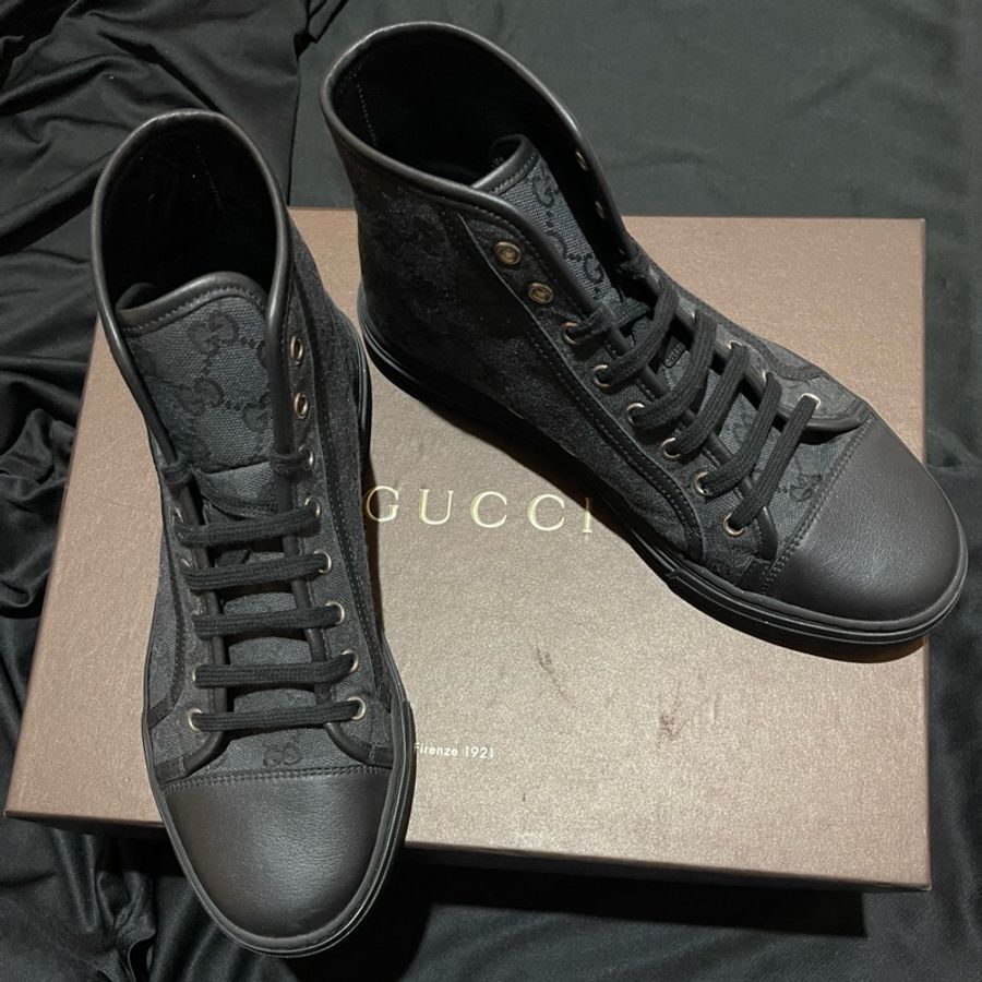 Gucci經典老花高筒帆布鞋#6.5-5