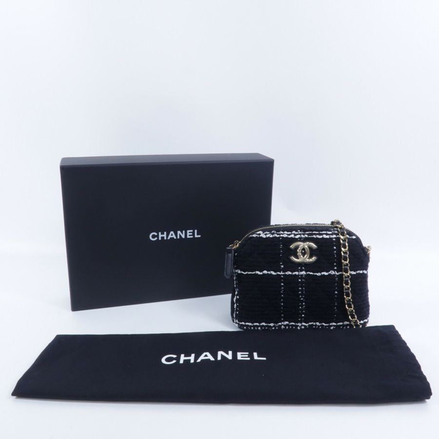 CHANEL 粗花呢Chain Shoulder鏈帶肩背袋-9