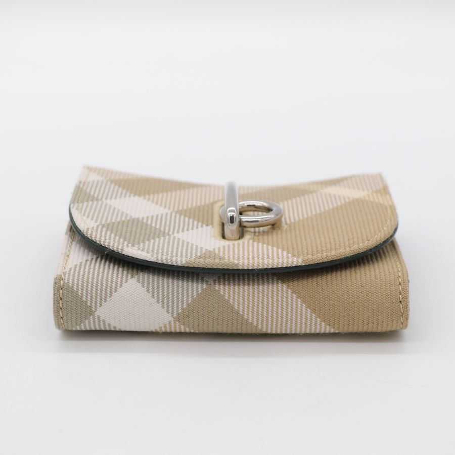 Burberry 博柏利 Rocking Horse 格紋 布面內皮革 卡其 三折短夾-3