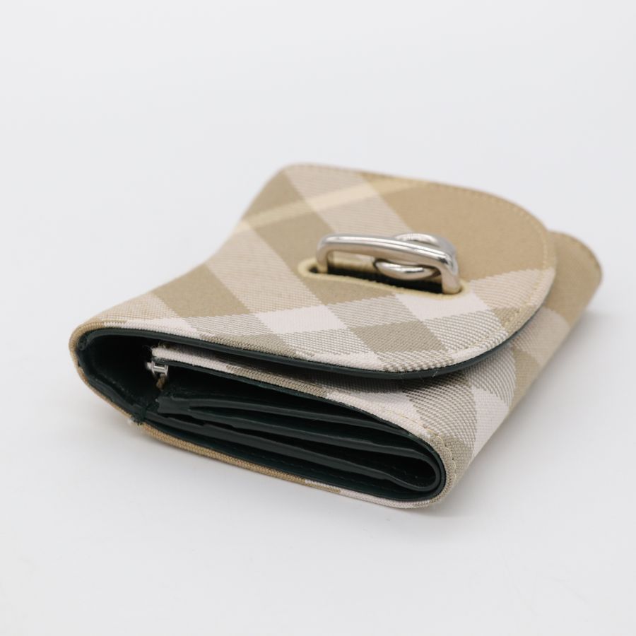Burberry 博柏利 Rocking Horse 格紋 布面內皮革 卡其 三折短夾-5