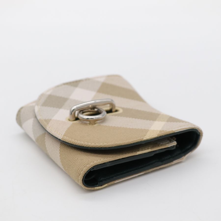 Burberry 博柏利 Rocking Horse 格紋 布面內皮革 卡其 三折短夾-6