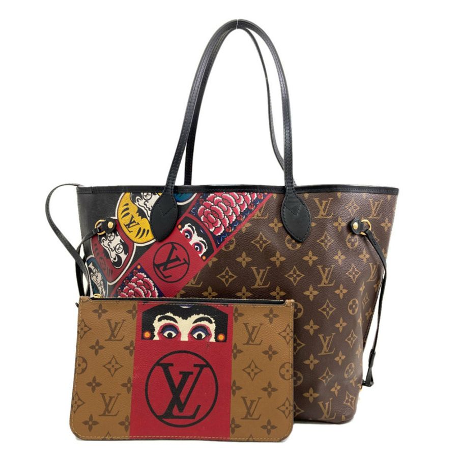 路易威登 M43499 Neverfull MM 山本寬齋聯名達摩歌舞伎手提包 Monogram 帆布 女款-0