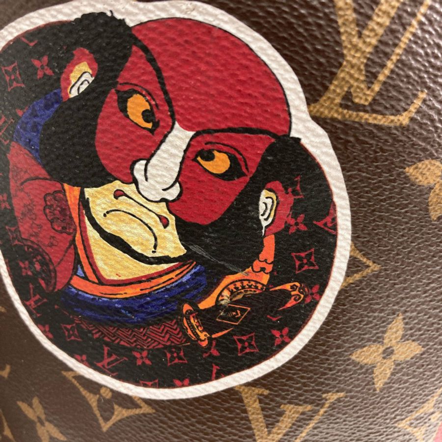 路易威登 M43499 Neverfull MM 山本寬齋聯名達摩歌舞伎手提包 Monogram 帆布 女款-13
