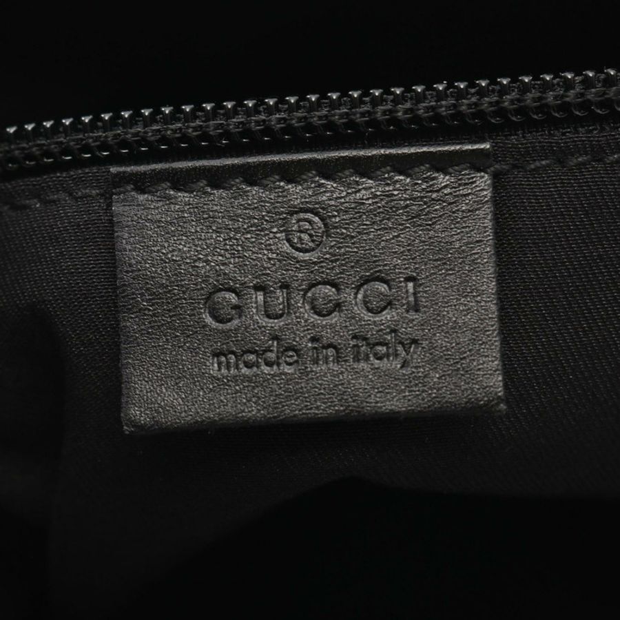 GUCCI GG帆布肩斜背包 145856 帆布皮革黑色二手女款-3