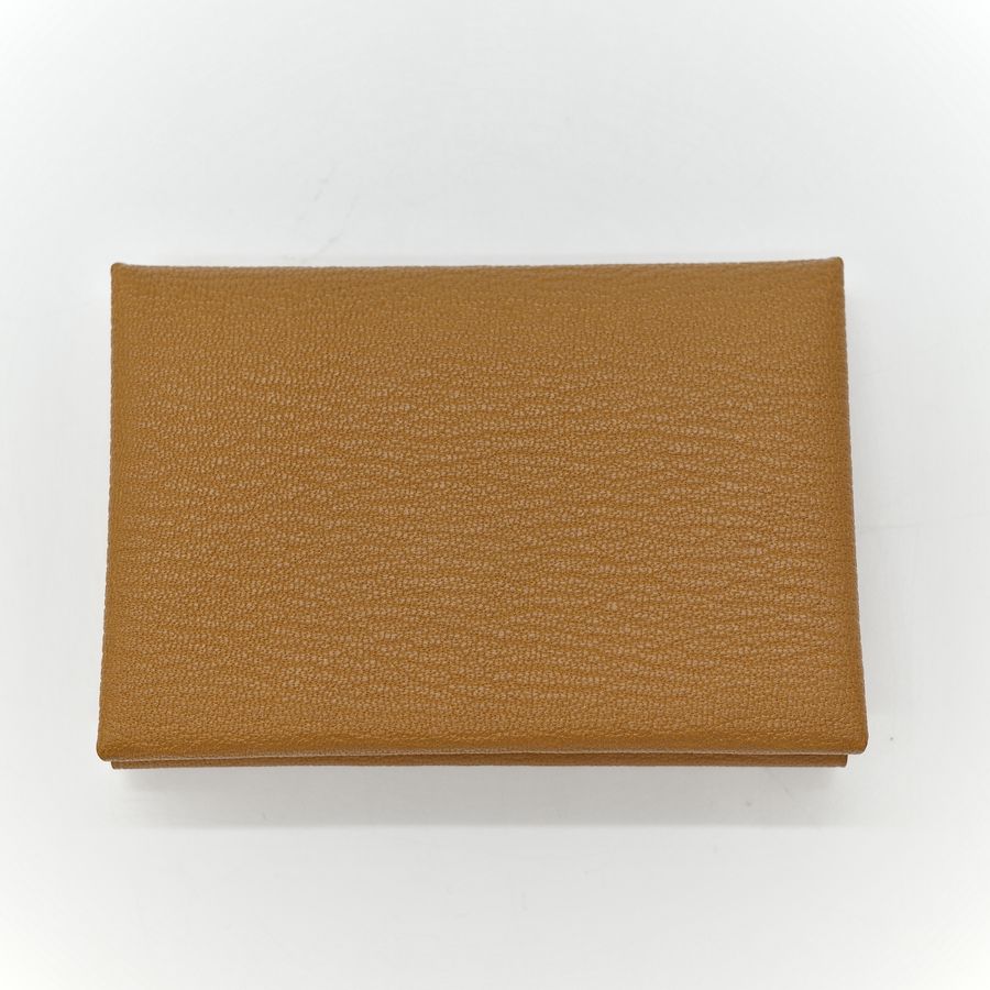Hermès 愛馬仕 餅乾色X 氣泡綠 山羊皮 拼色 雙層卡包-1