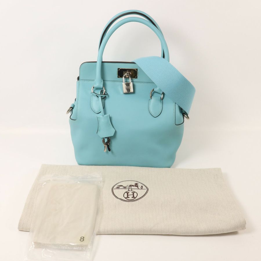 HERMES Swift皮革Tool Box 20手挽肩背兩用袋Bleu Atoll-8