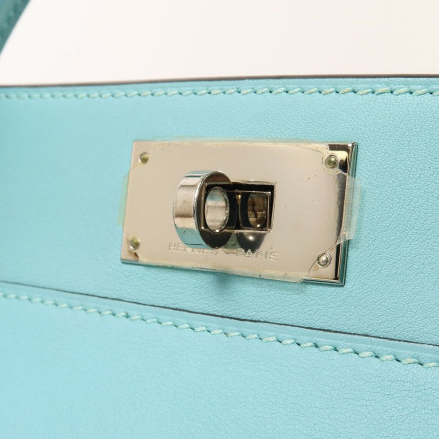 HERMES Swift皮革Tool Box 20手挽肩背兩用袋Bleu Atoll-9