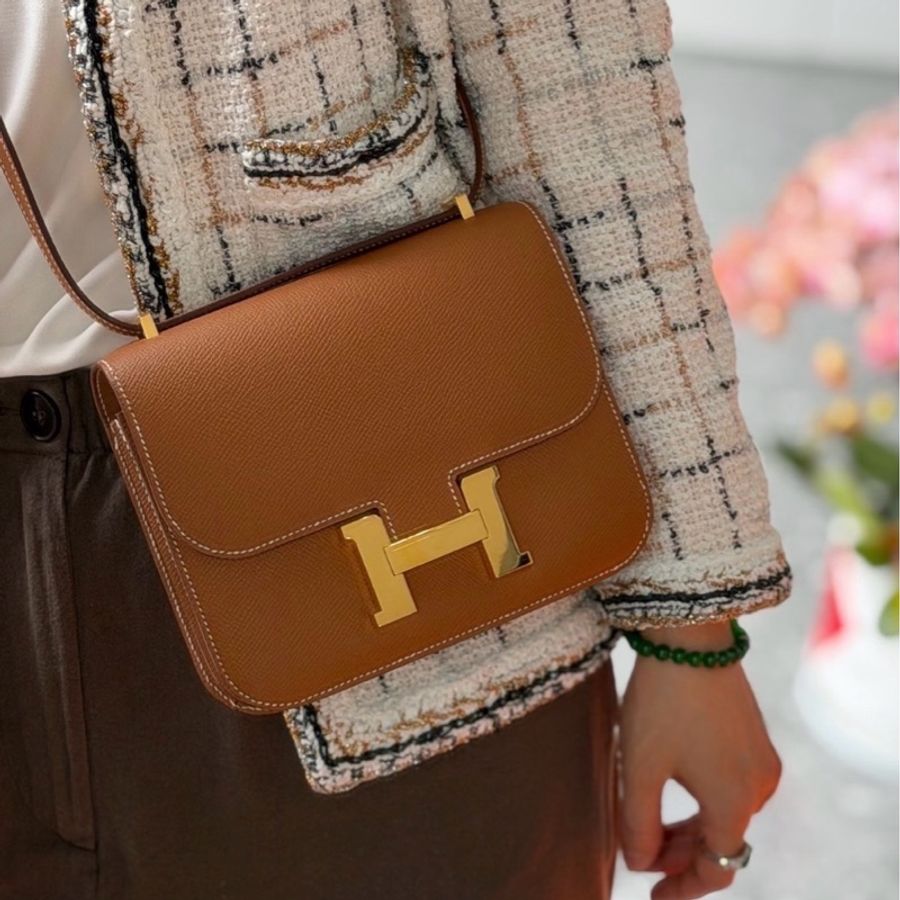 Hermes 愛馬仕 constance 康康 19 金棕銀扣 epsom皮 Y刻-0