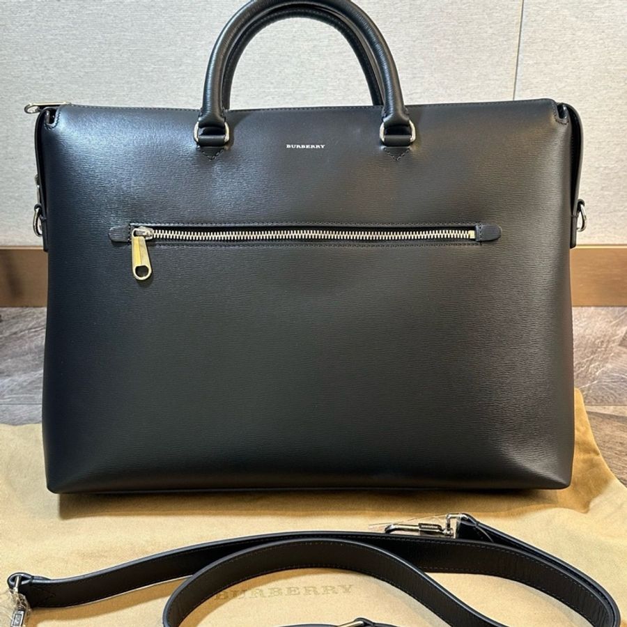 Burberry 博柏利 全皮公文包 手提單肩斜挎包-0