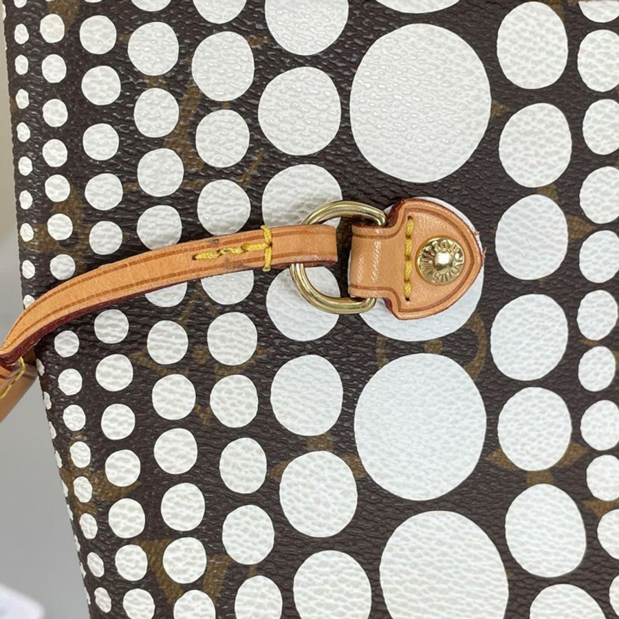 路易威登 Neverfull MM M40684 手提包,Damier Azur 帆布,白色,女士,草間彌生聯名款-13