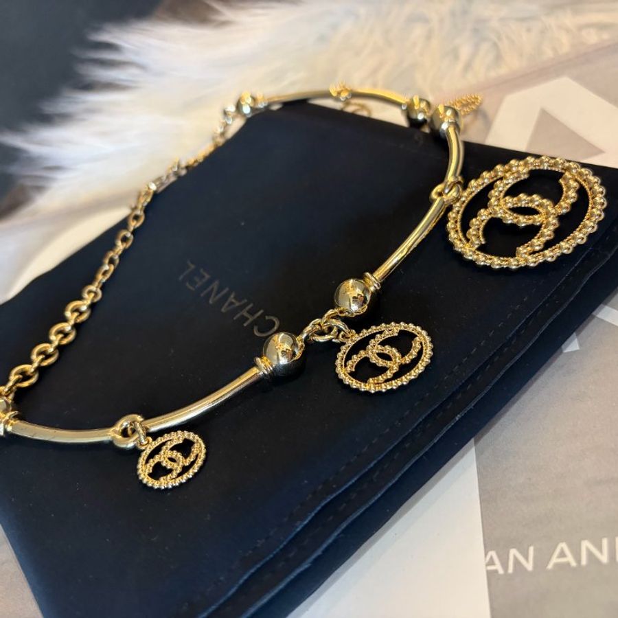 CHANEL 造型粗鏈項鍊 金色-2