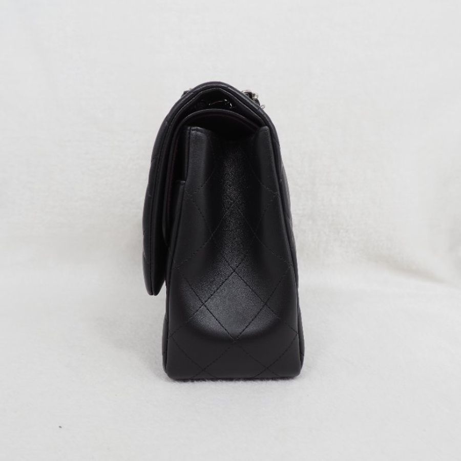 Chanel CF30 jumbo Classic flap 香奈兒黑色銀扣羊皮翻蓋包-9