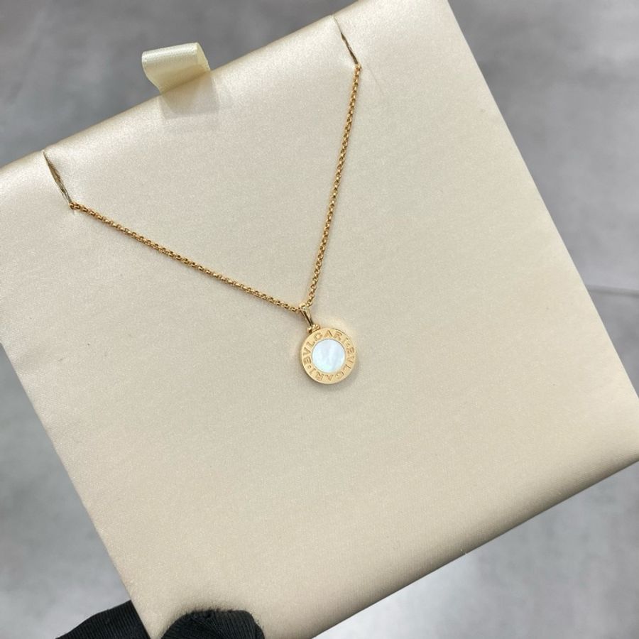 寶格麗 Bvlgari 白貝母雙面圓餅項鍊 玫瑰金-2