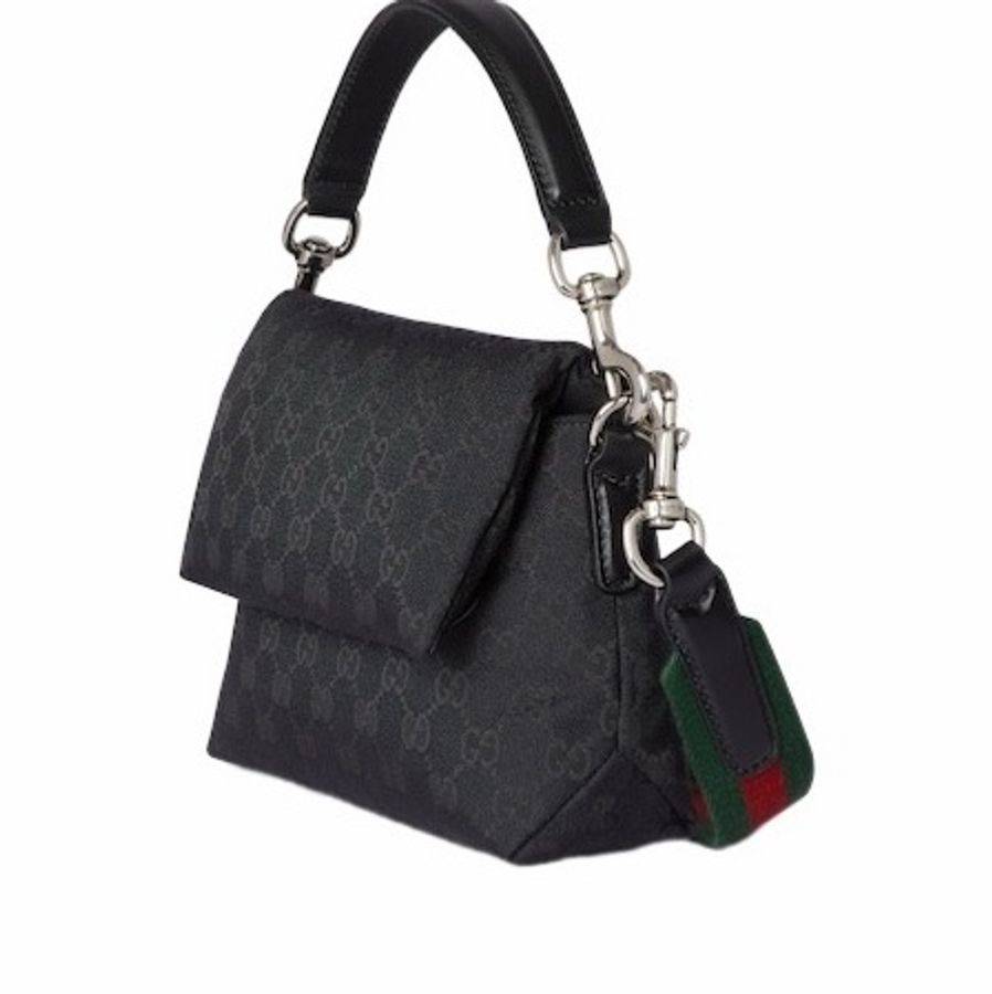 Gucci 男女同款 飾織帶小號GG斜挎包均碼碼小號、19cm*7cm*15cm-1