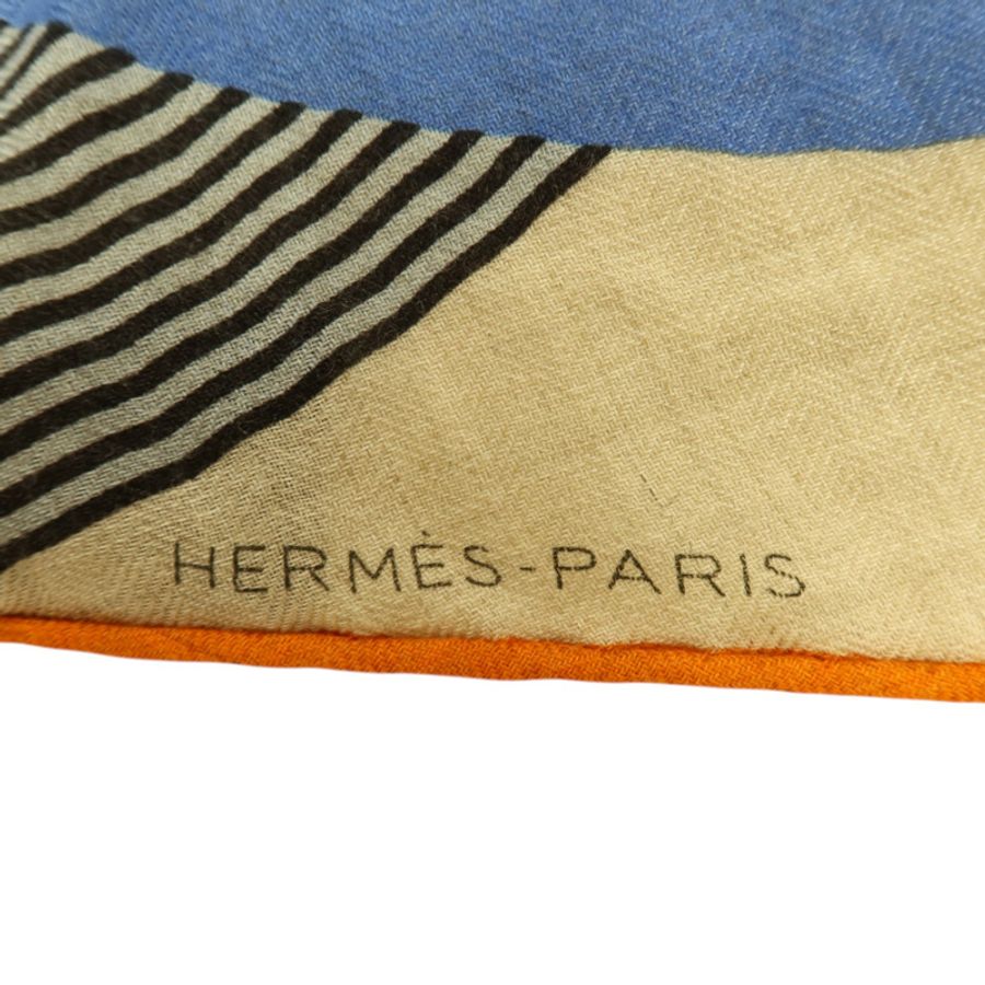 HERMES 羊絨/絲質Giant Triangle Scarf 208x83cm圍巾-5