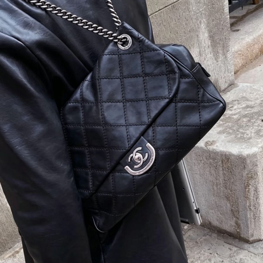 CHANEL香奈兒黑銀愛丁堡流蘇鏈條包💍💍-29