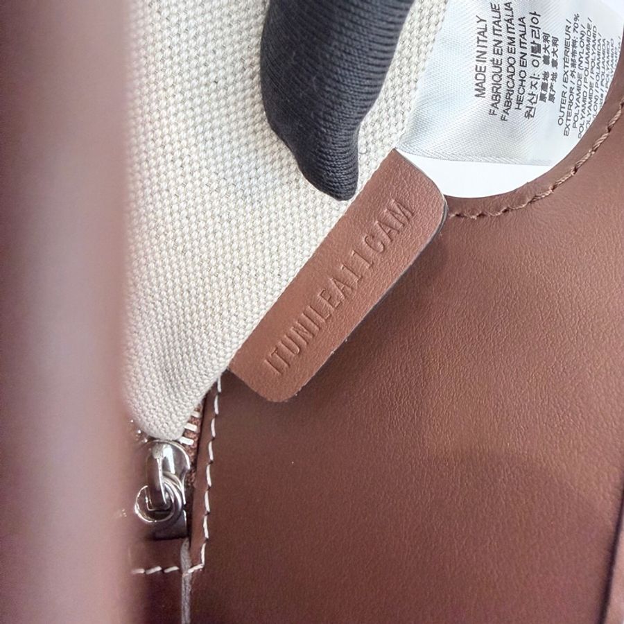 Burberry/博柏利黑色帆布拼焦糖色配皮mini手提單肩斜挎托特包。-18