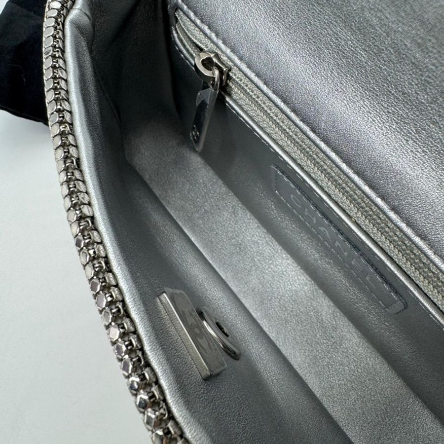 Chanel 2022 Rhinestone Strass & Metal Mini Flap Bag with Silver Tone Hardware-15