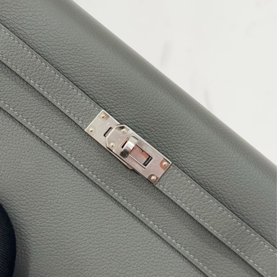 🌈Hermes🧡Kelly to go🧡OL積雨雲灰銀扣🌈未使用閑置🌈Evercolor皮🌟Stamp W🌟kellytogo🌟kelly🌟wallet🌟愛馬仕🌟-1
