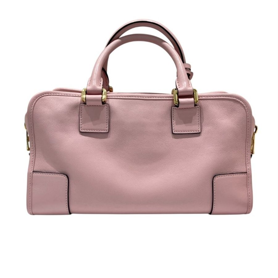 LOEWE 羅威 AMAZONA 28 手提斜背包 牛皮 粉色 金釦-2