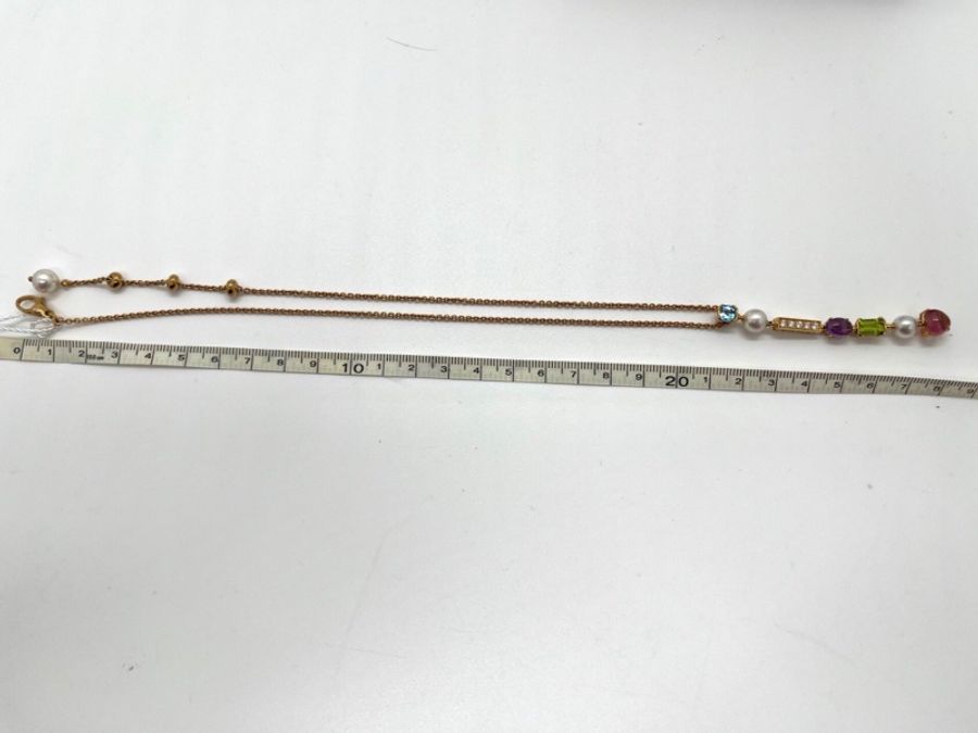 寶格麗BVLGARI彩寶黃金鑲鑽彩寶項鍊 吊墜長7cm左右-3
