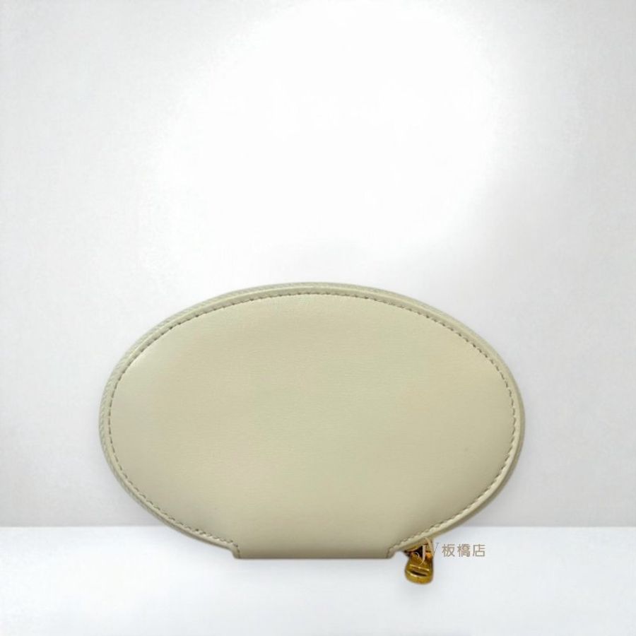 JS1235-Gucci 白牛皮1955金釦拉鍊2卡零錢包-1
