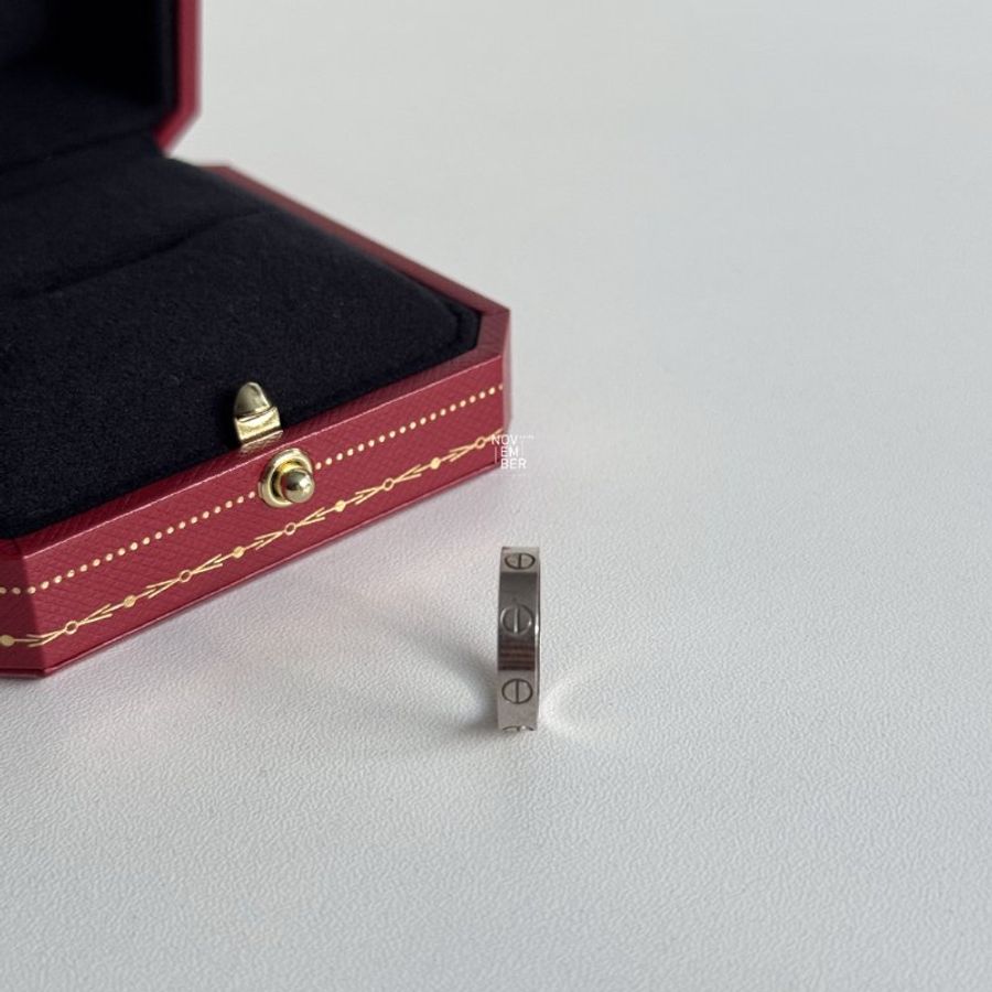98新🤍 Cartier 卡地亞 LOVE戒指 白金47號-2