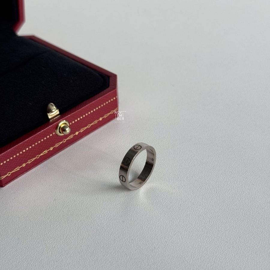98新🤍 Cartier 卡地亞 LOVE戒指 白金47號-9