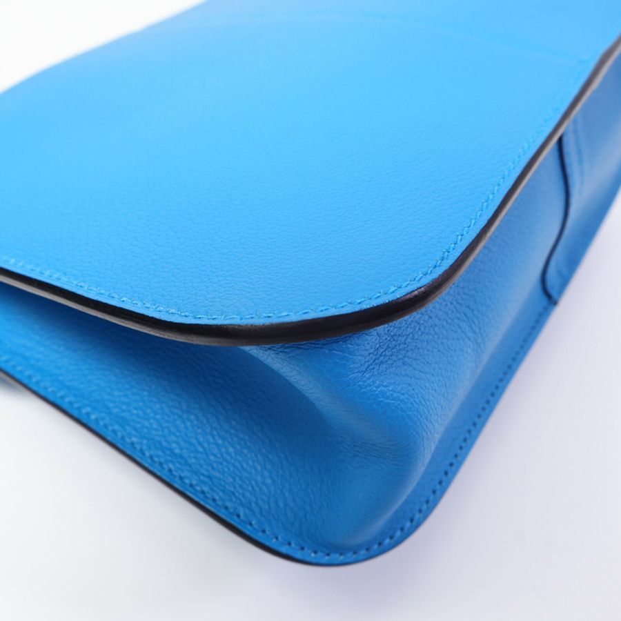 HERMES Evercolor皮革Halzan 25手挽肩背兩用袋Blue Zanzibar-13