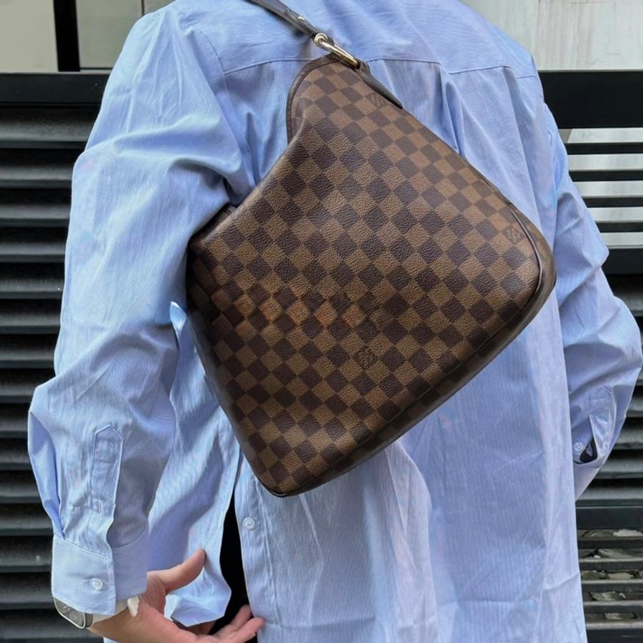 「JL精品代購」98新 LV 棋盤格Neverfull 購物袋 中號-1
