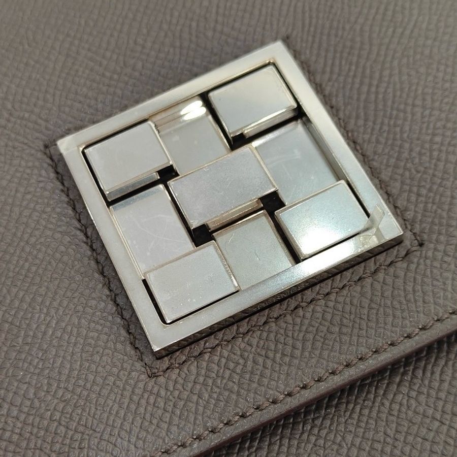 98新🤎Hermes/愛馬仕,Mosaique馬賽克21,斜挎包C刻 大象灰E皮 銀扣,五金膜在✅正品-8
