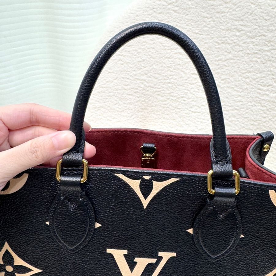 路易威登LV黑色拼米白雙色牛皮OnTheGo PM手提斜背小托特包M45659-27
