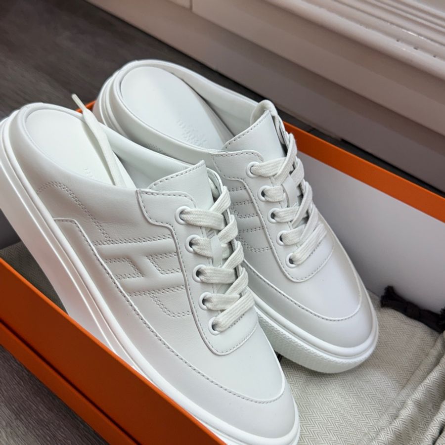 全新未使用Hermes 愛馬仕Keep半拖小白鞋 35.5碼-9