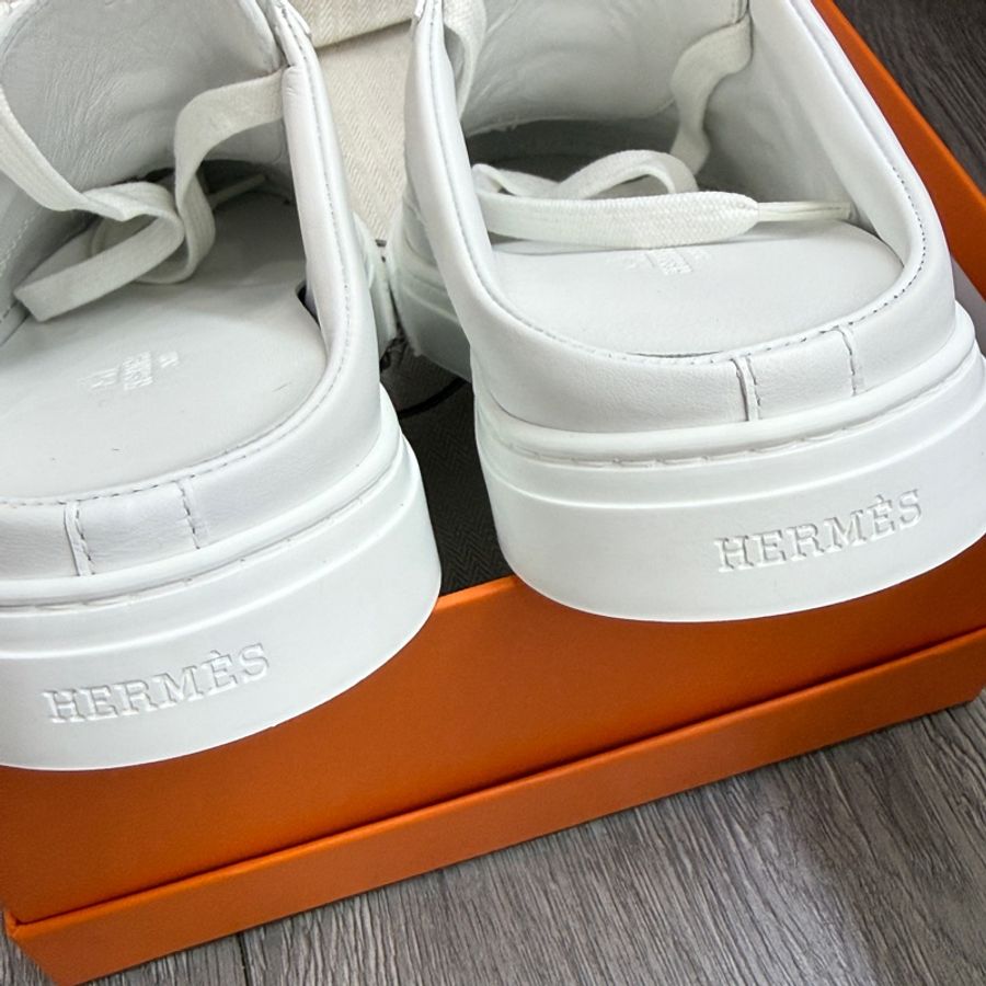 全新未使用Hermes 愛馬仕Keep半拖小白鞋 35.5碼-10