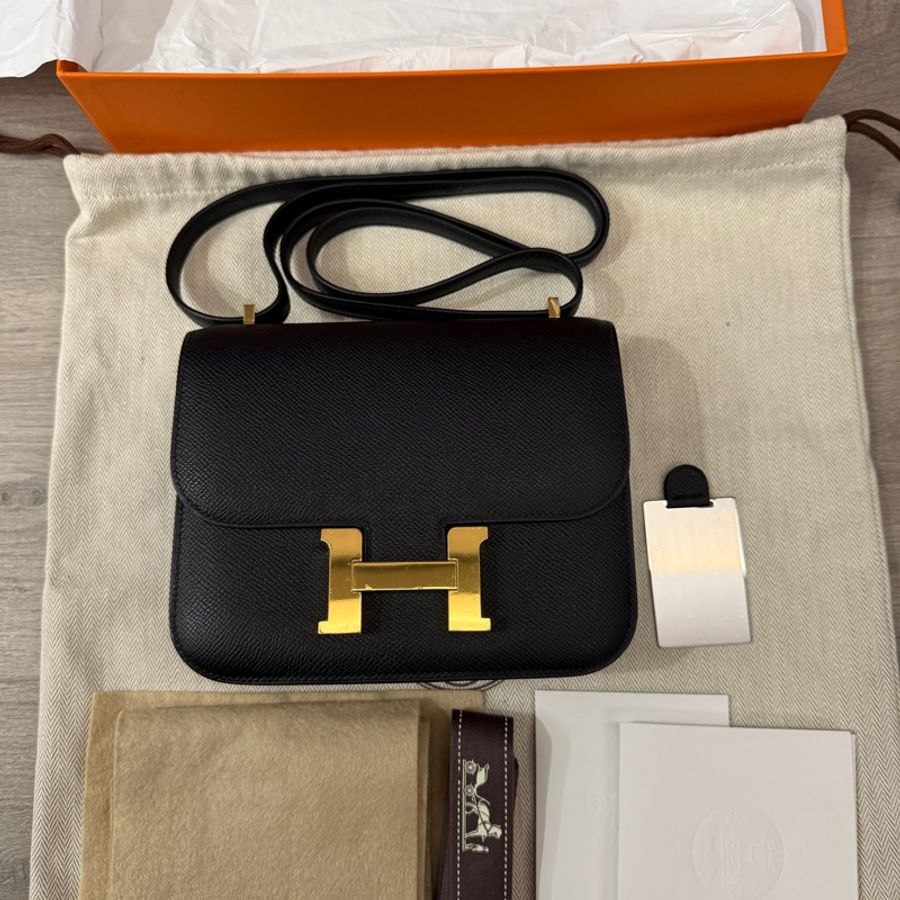 Hermes mini 康康19 Epsom黑金B刻-6