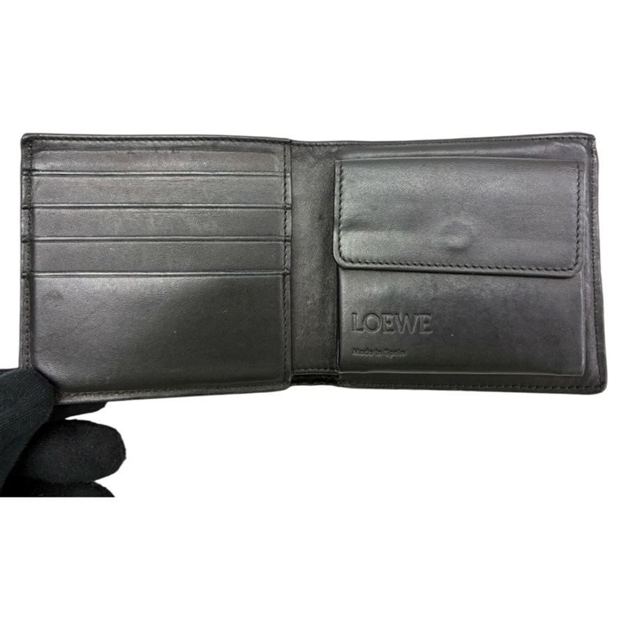 黑/灰色 牛皮 二折短夾【LOEWE 羅威】-2