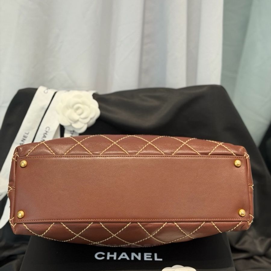 Chanel 香奈兒中古外縫線飯盒hobo手提鏈條包-13