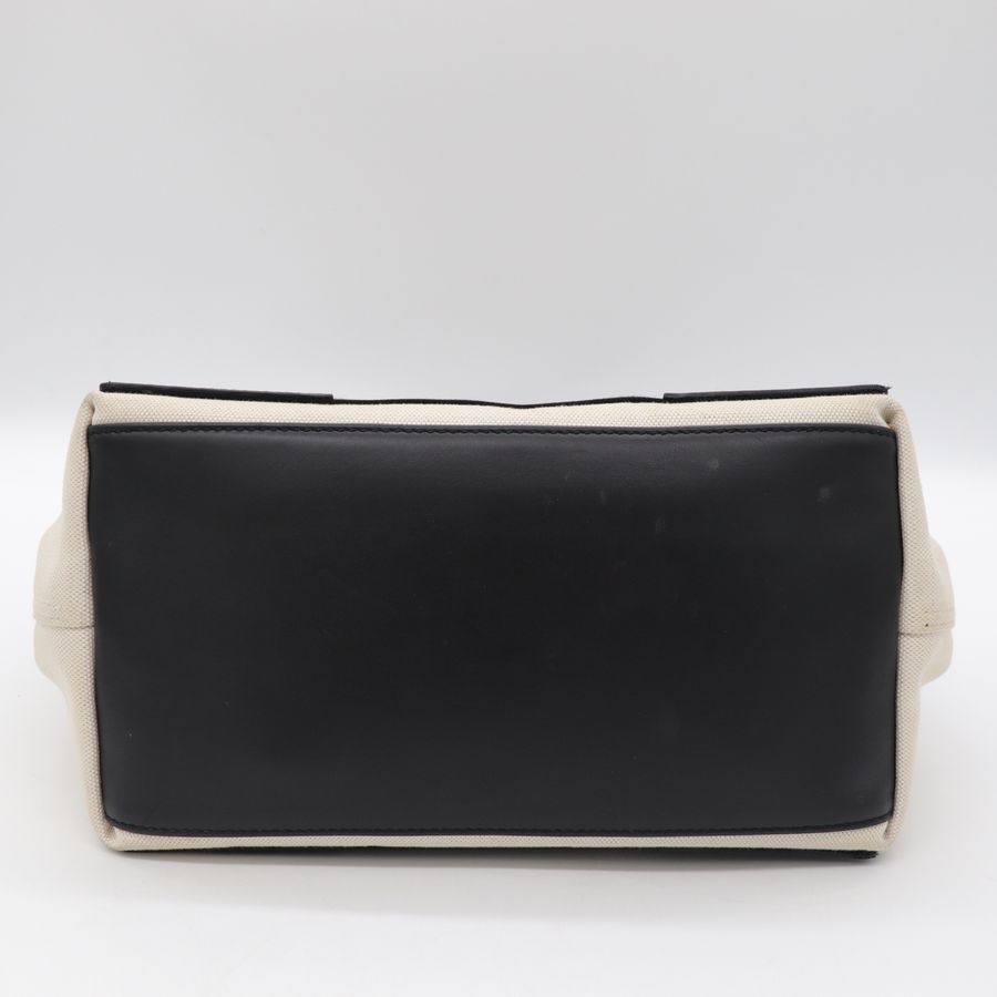 Balenciaga 巴黎世家 Navy Cabas 白色拼接黑色帆布托特包-7