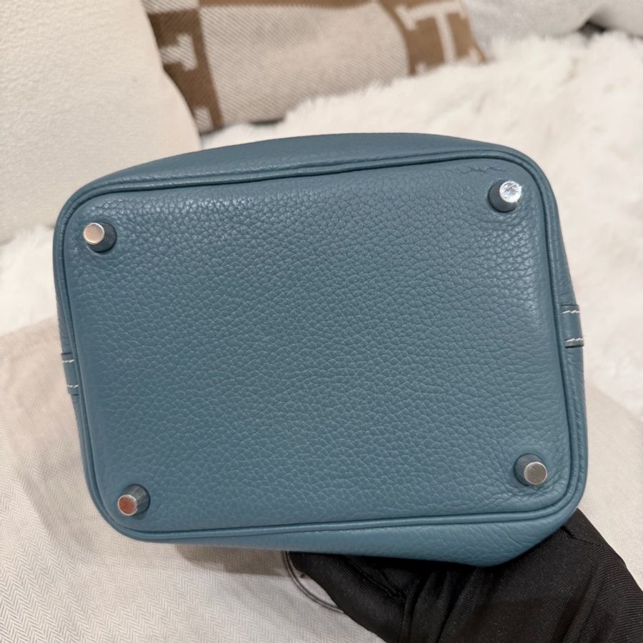 Hermes/ Picotin 18/ 框Q/ 牛仔藍銀扣/ TC-10