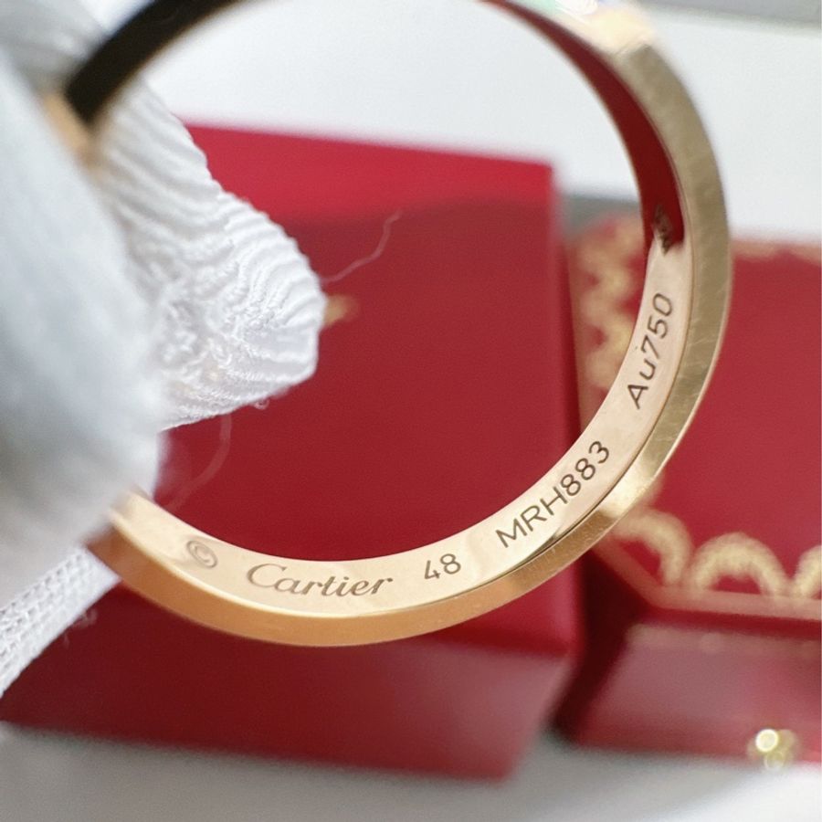 Cartier 卡地亞 Love 系列窄版滿鑽戒指,18k玫瑰金,48號-6