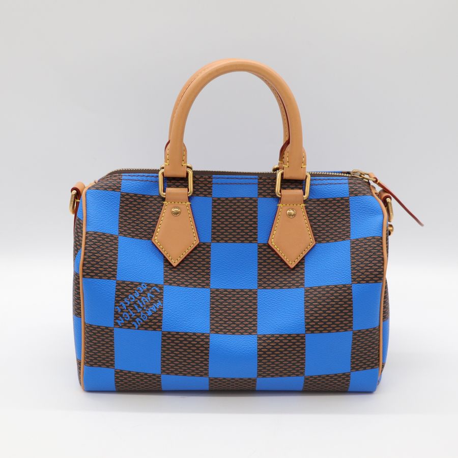 Louis Vuitton路易威登 SPEEDY 25BLUE COATED CANVAS 藍色 手提包 肩背包-4