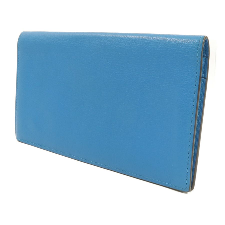 HERMES Evergrain皮革Citizen Twill Long Wallet長錢包Turquoise-2