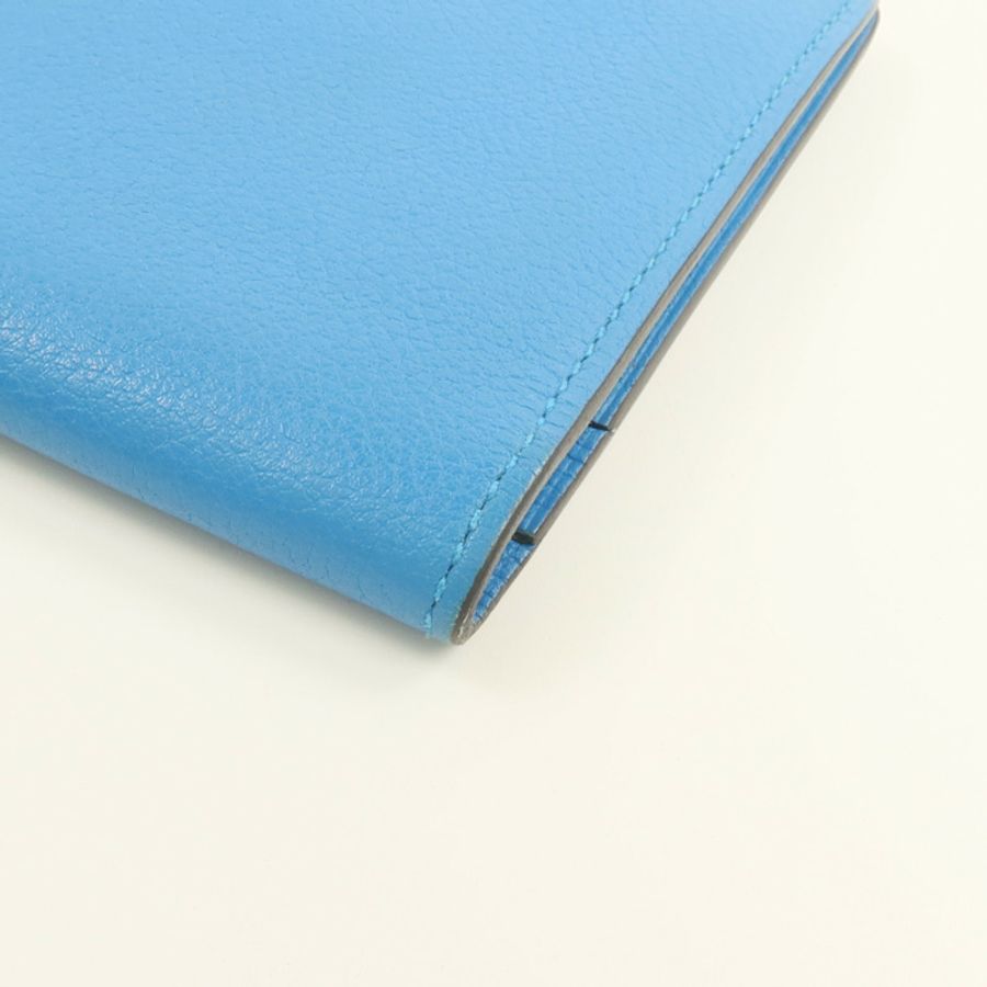 HERMES Evergrain皮革Citizen Twill Long Wallet長錢包Turquoise-10