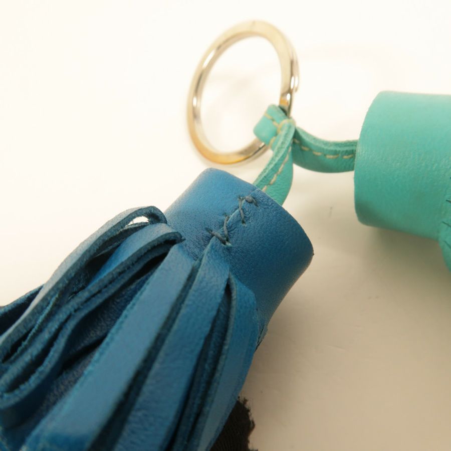 HERMES Milo皮革Carmen Uno-Dos掛飾Bleu lzmir/Lagon-5